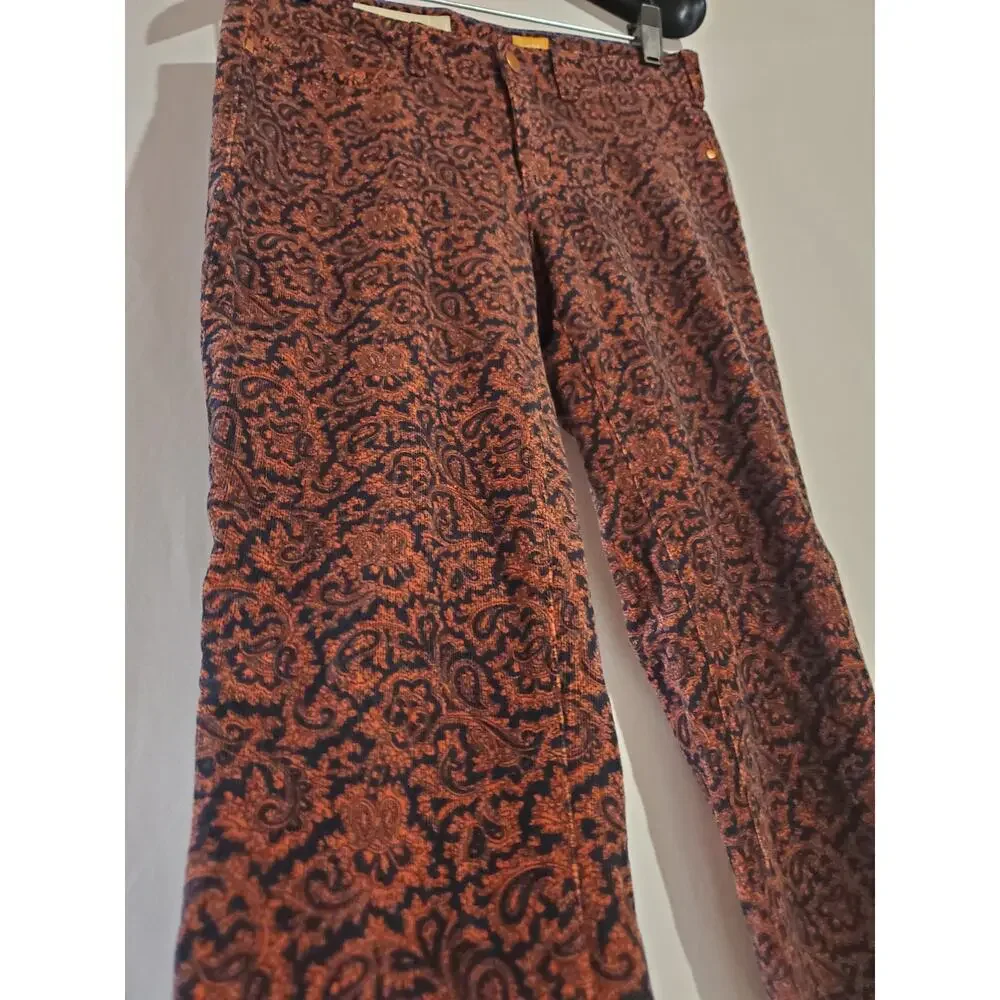 Pilcro and the Letterpress Serif Paisley Corduroy Hippie Pants Women's Size 26 - Picture 5 of 12